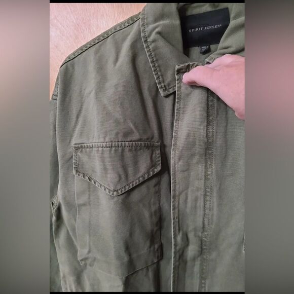 NWT SPIRIT JERSEY “Almost Angels” green canvas jacket 🔥 unisex 🔥 oversized - Picture 9 of 14